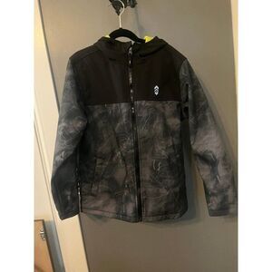 Free country boys size 10/12 gray black lightweight coat jacket